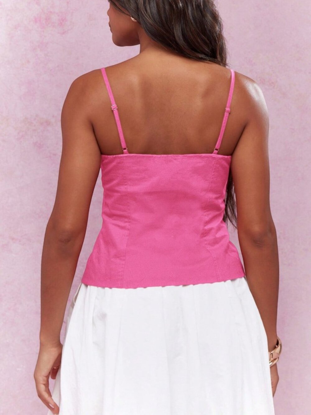 MISSGUIDED NWT Milkmaid Style Button Front Crop Cami Tank Top Size Large - Picture 8 of 8